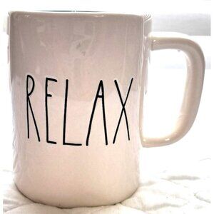 Rae Dunn Artisan Collection 18 oz. RELAX Mug Aqua Blue Interior